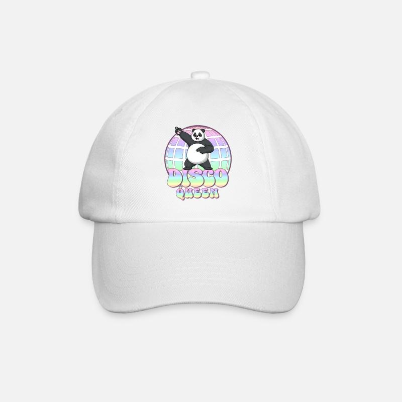 Discoqueen Panda 70er Jahre Discokugel Disco Queen - Baseballkappe - Weiß/Weiß