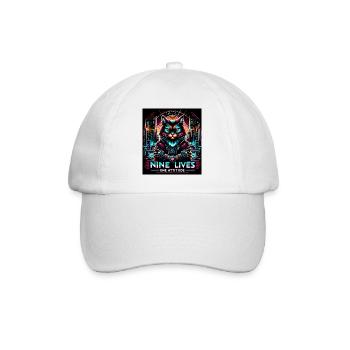 Cyberpunk Cat - Nine Lives, One Attitude - Baseball Cap - white/white - Front