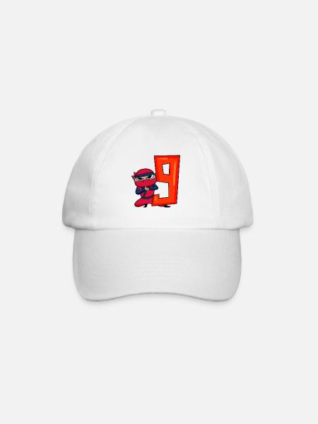9 Year Old Birthday Boy Ninja - I'm 9 - Baseball Cap - white/white