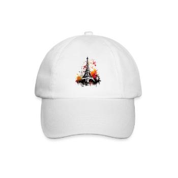 Paris Eiffel Tower France City Skyline Art - Baseball Cap - white/white - Front