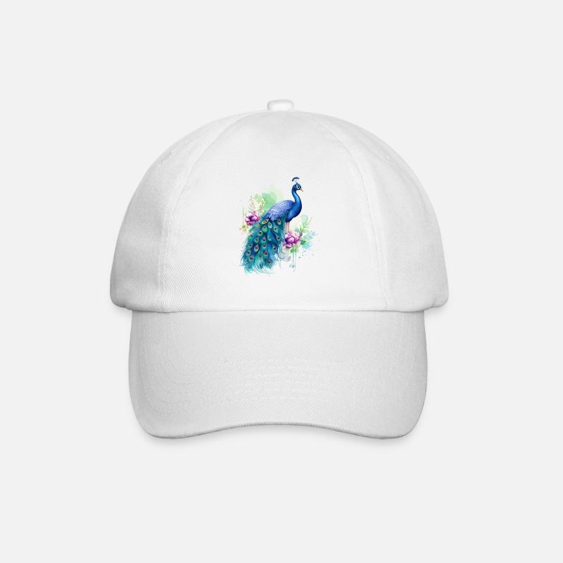 Pfau Pfauenfeder Exotisch Farbenfroh Bunt Kunst - Baseballkappe - Weiß/Weiß