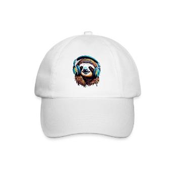 Headphones / Audio / Music / Animal / Sloth / Cool - Baseball Cap - white/white - Front