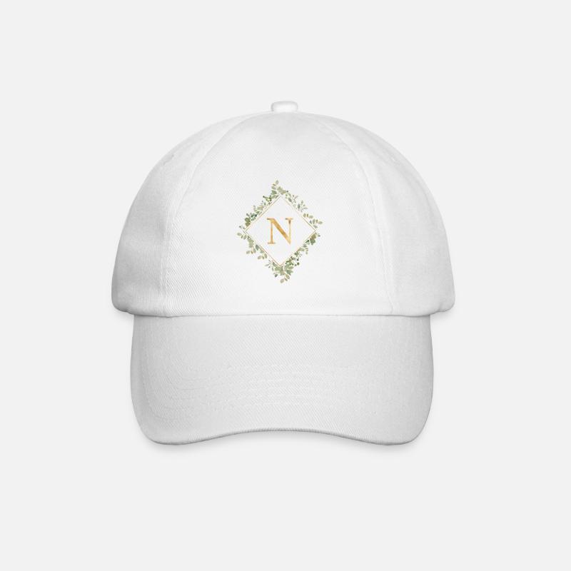 N Monogram Eucalyptus Wreath - Baseball Cap - white/white