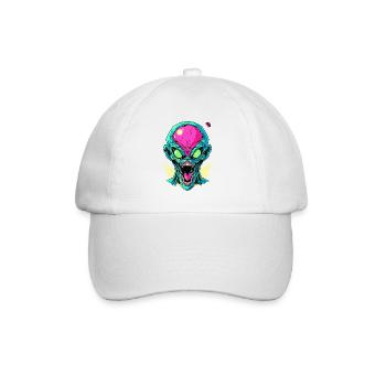 Pink Green Angry Cool Alien - Baseball Cap - white/white - Front
