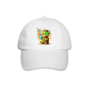 High Bear: A Funny Cartoon Illustration for Cannab - Baseball Cap - white/white - Front