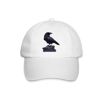 large raven on stone - nature motif - raven bird - Baseball Cap - white/white - Front