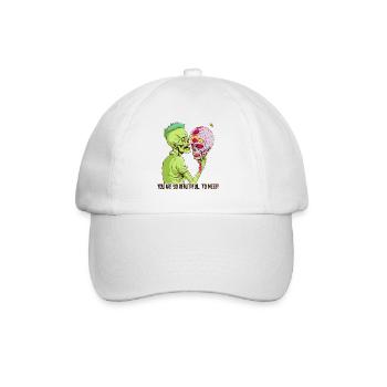 Zombie Holding Skull Brain - Baseball Cap - white/white - Front
