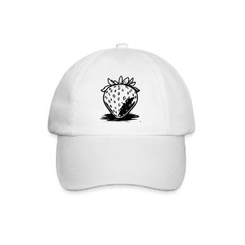 Fraise style bande dessinée noir et blanc - Casquette classique - blanc/blanc - Devant