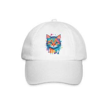 Niedliche Katze - Baseballkappe - Weiß/Weiß - Vorne