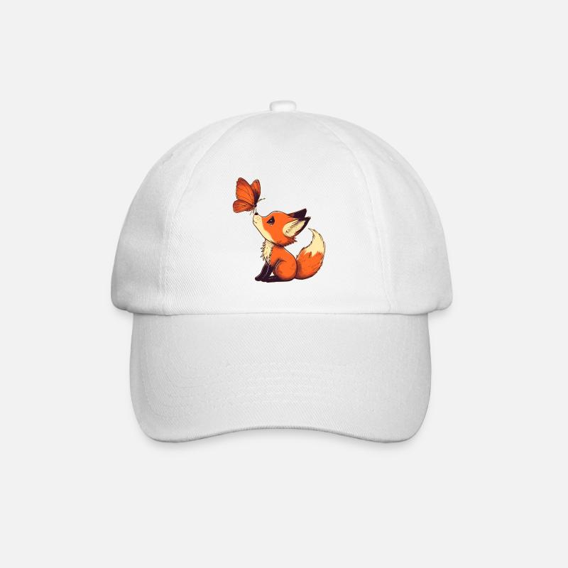 Renard avec papillon - Casquette classique - blanc/blanc
