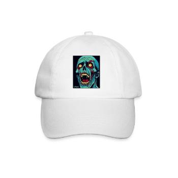 Ein schreiender grüner Totenkopf Zombie - Baseballkappe - Weiß/Weiß - Vorne