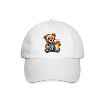 Teddybär / Kuscheltier / Stofftier / Geschenkidee - Baseballkappe - Weiß/Weiß - Vorne