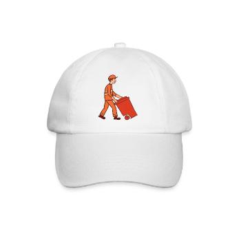 Garbage man & garbage can. Street cleaner. Garbage collection. - Baseball Cap - white/white - Front
