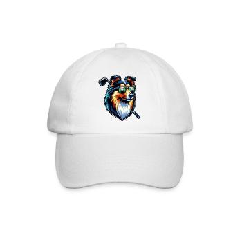 Sheltie Golfer Terrain de golf Chiens - Casquette classique - blanc/blanc - Devant