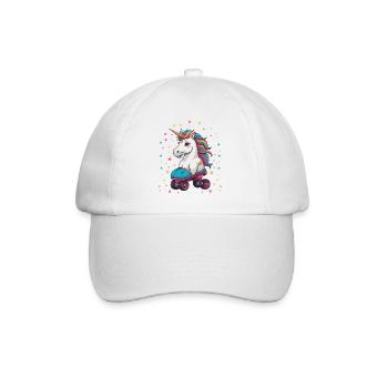 Licorne drôle de patin à roulettes - Casquette classique - blanc/blanc - Devant