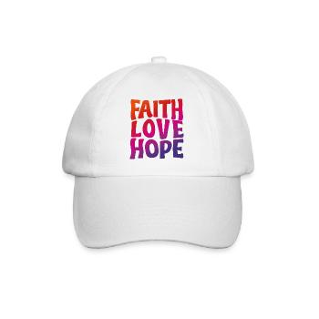 faith love hope (6) Glaube Liebe Hoffnung (farbig) - Baseballkappe - Weiß/Weiß - Vorne