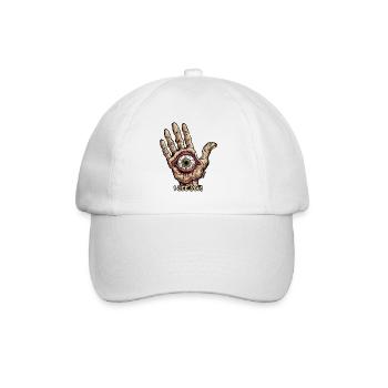Hand mit Auge - Ich sehe dich - Baseballkappe - Weiß/Weiß - Vorne