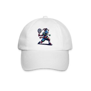 Ziege Tennis Spieler Sport Design - Baseballkappe - Weiß/Weiß - Vorne