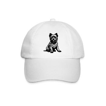 Yorkshire Terrier Hund Symbol - Baseballkappe - Weiß/Weiß - Vorne
