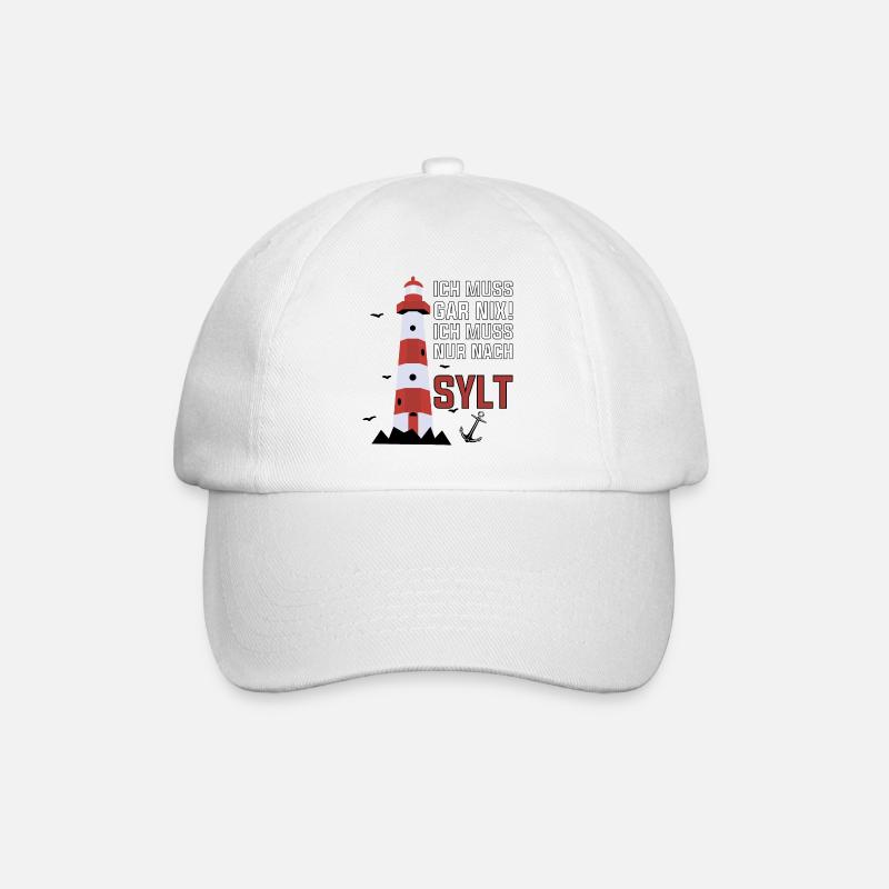 Ich muss gar nix ich muss nur nach Sylt - Baseballkappe - Weiß/Weiß