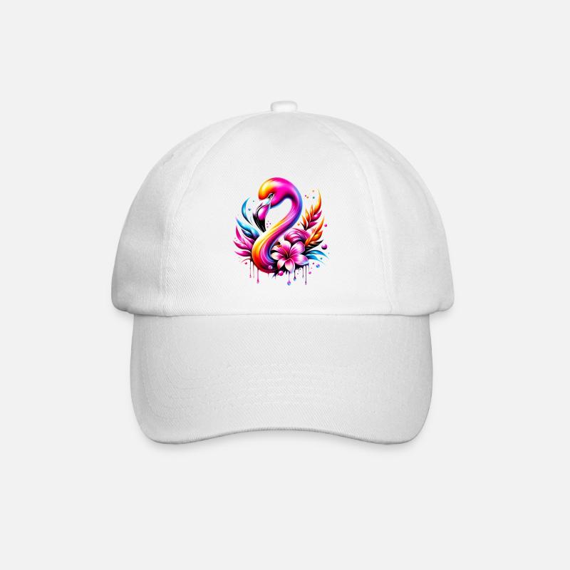 Flamingo - Baseballkappe - Weiß/Weiß