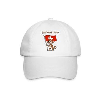 Schweiz Affe / Schweizer Fan - Baseballkappe - Weiß/Weiß - Vorne