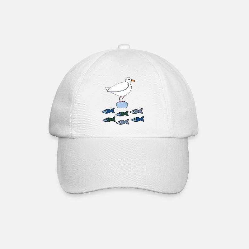 möve mit fischen - Baseballkappe - Weiß/Weiß