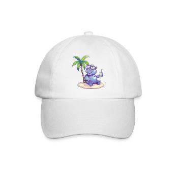 Hippo Summer Beach Comic - Baseball Cap - white/white - Front