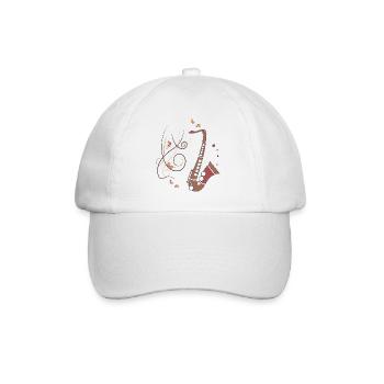 Saxophone Musical Instrument - Baseball Cap - white/white - Front