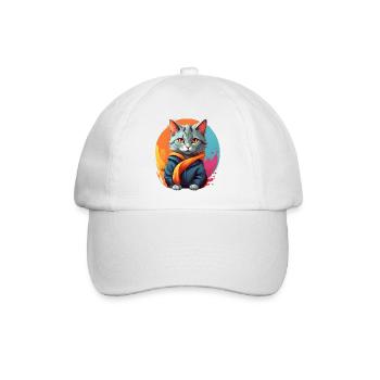 Stilvolle urbane Katze - Baseballkappe - Weiß/Weiß - Vorne
