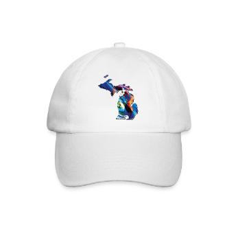 Michigan (États-Unis) | Drapeau réel | Carte des drapeaux - Casquette classique - blanc/blanc - Devant