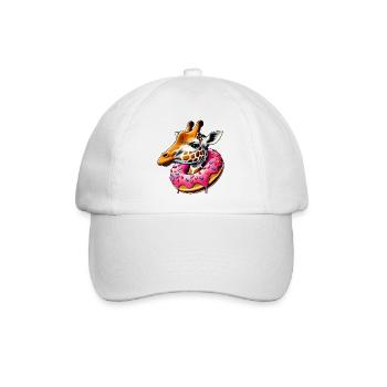 funny eye candy - giraffe with donut - Baseball Cap - white/white - Front
