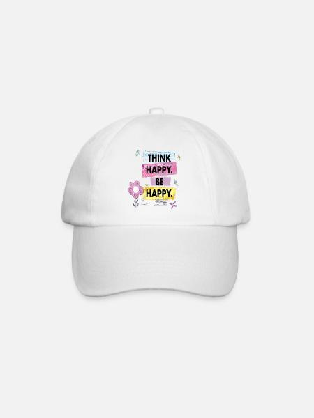 Think Happy, Be Happy - Baseballkappe - Weiß/Weiß