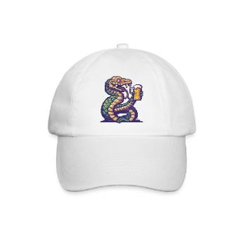 Schlange Kobra Bier Pixel - Baseballkappe - Weiß/Weiß - Vorne