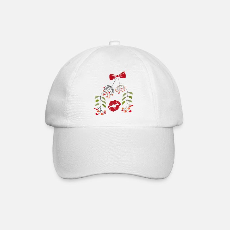 Kuss unter dem Mistelzweig, Weihnachten - Baseballkappe - Weiß/Weiß