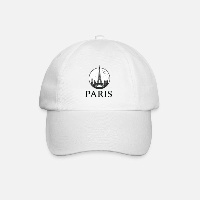 Paris Eiffel Tower silhouette in a circle - Baseball Cap - white/white
