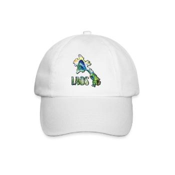 Aquarell Landkarte Laos - Baseballkappe - Weiß/Weiß - Vorne