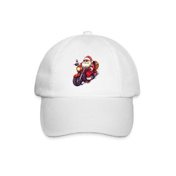Santa Claus Motorcycle Sunglasses Christmas - Baseball Cap - white/white - Front