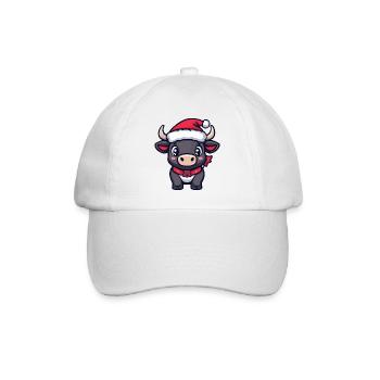 Stier Weihnachten Niedlich - Baseballkappe - Weiß/Weiß - Vorne