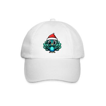 Pfau Vogel Weihnachten Niedlich - Baseballkappe - Weiß/Weiß - Vorne