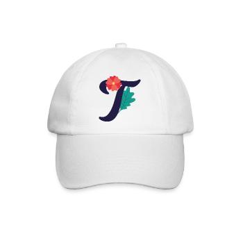 Elegant letter 'T' with flowers - Baseball Cap - white/white - Front