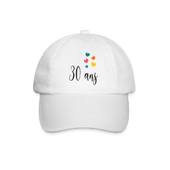 30. 30 ANS. 30e ANNIVERSAIRE. ANNIVERSAIRE 30 ANS. - Casquette classique - blanc/blanc - Devant