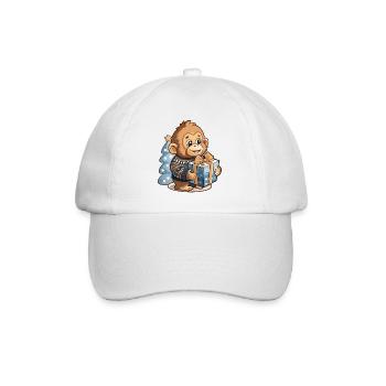 Niedlicher Orang Utan packt Geschenk aus - Baseballkappe - Weiß/Weiß - Vorne