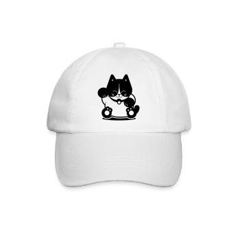 Tuxedo Cat - Baseballkappe - Weiß/Weiß - Vorne