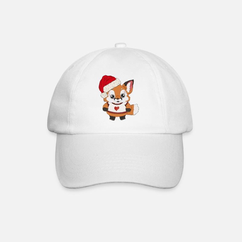Fox Baby with Santa Hat - Baseball Cap - white/white