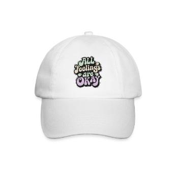 Mindfulness saying: All feelings are okay - Baseball Cap - white/white - Front