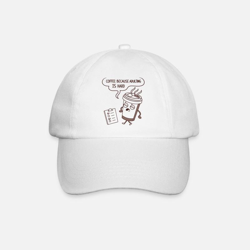 Café parce qu’il est difficile d’être adulte - Casquette classique - blanc/blanc