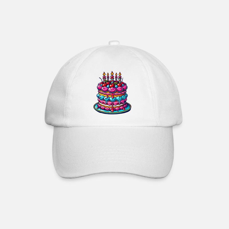 Geburtstagskuchen Torte - Baseballkappe - Weiß/Weiß
