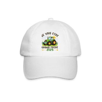 Annonce Grossesse Grand Frère Tracteur 2025 - Casquette classique - blanc/blanc - Devant