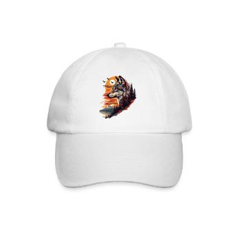 Wolf Wolf's Head Forest Nature Mountains Wilderness Sun - Baseball Cap - white/white - Front